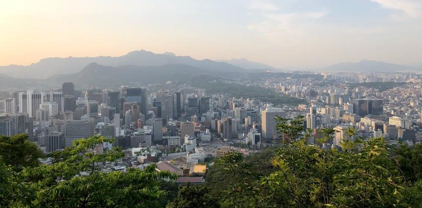 An arial view of Seoul, South Korea from N-Seoul Tower.