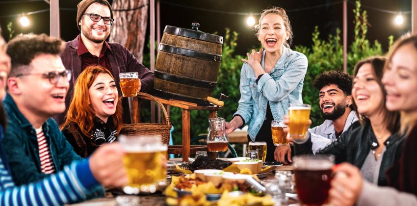 people at beer garden