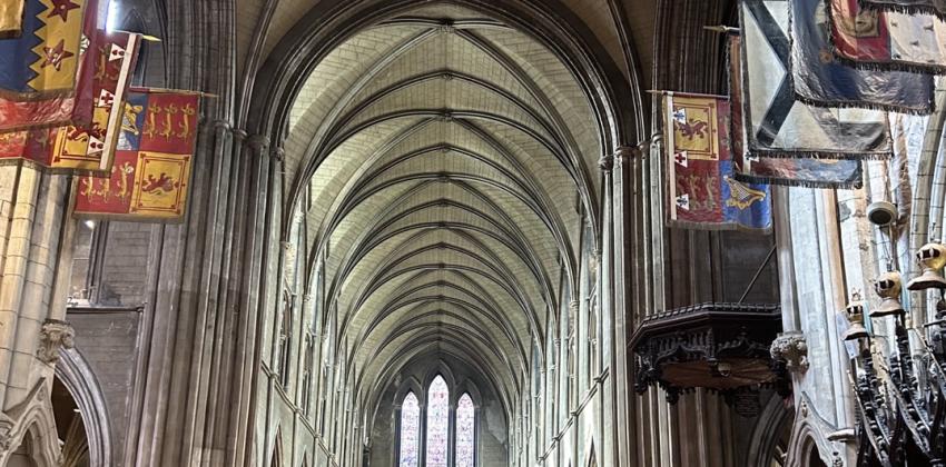 Inside view of St Patrick's Cathedral ceiling