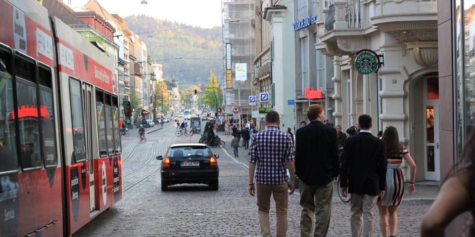 students walking in Freiburg