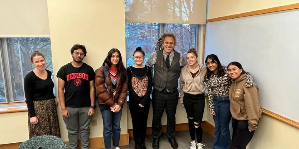 Dave Neita with students at lecture series