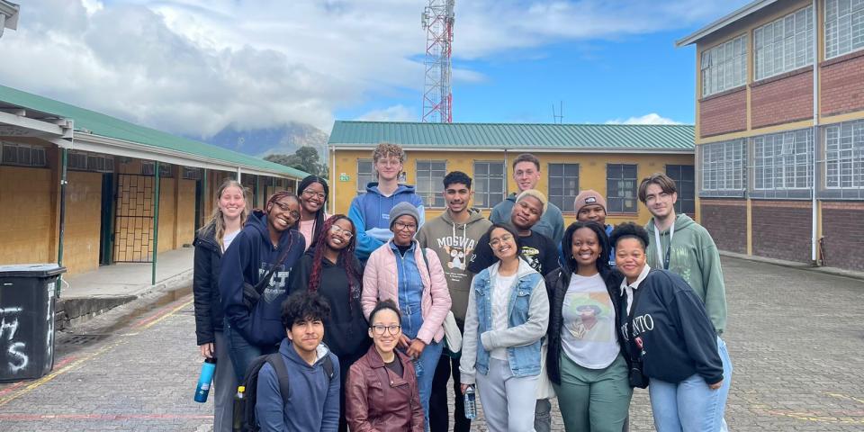 Picture outside of Langa High School showing all of the volunteers together.