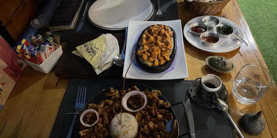 Picture of two Turkish dishes from a restaurant in Cape Town. 
