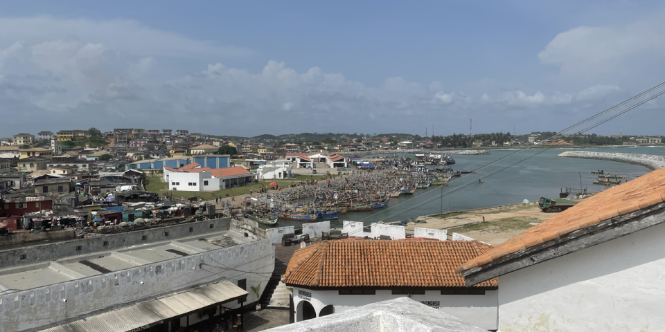 The view from Elmina Castle overlooking the city of Elmina, Ghana formally known as Cape Coast. 